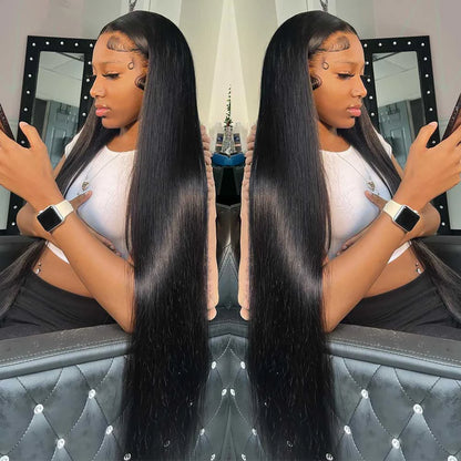 Hd Lace Frontal Wig 13x6 13x4 Lace Front Wig Human Hair 30Inch Bone Straight Transparent Lace Human Hair Wigs 4x4 HD Closure Wig