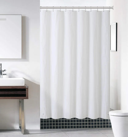 Cortina de ducha de tela sólida resistente, impermeable, para baño, tamaño largo, 230/200 cm, color negro, blanco, gris, marrón y azul.
