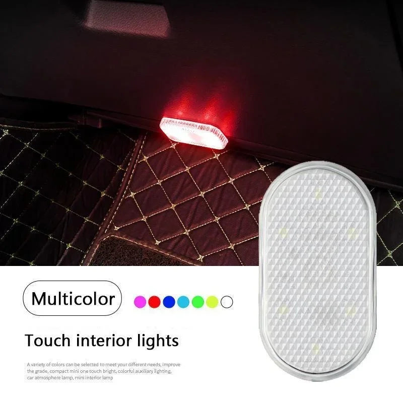 Luces LED inalámbricas para interior de coche, luces LED para interior de coche, luz de neón recargable por USB