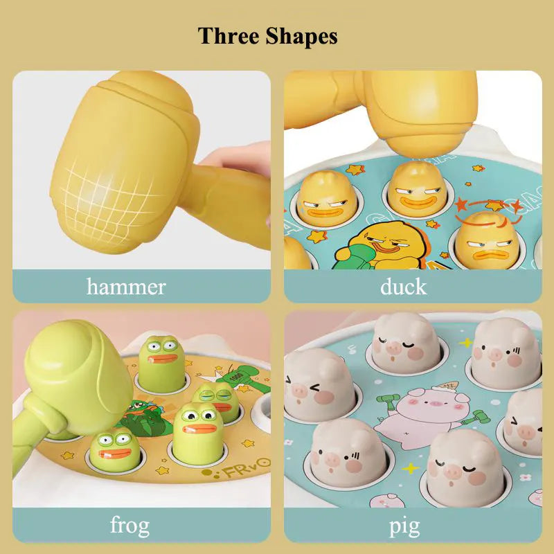 Duck/Frog/Pig Baby Toy Montessori Learning Game Educational Puzzle Gift for 12-24 Months Toddler Boy/Girl with Hammer