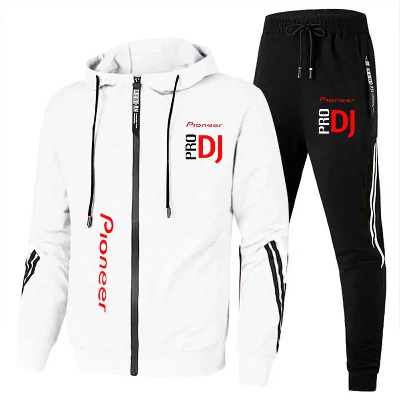 Spring and Autumn Pioneer Pro DJ Fashion Zipper Hooded Sweater Casual Sports Wear Men's Formal Pants Set