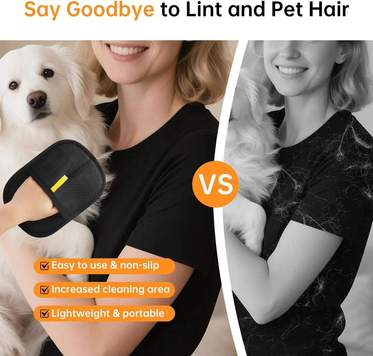 Magic Pet Static Hair Removal Gloves  Brush Hair Remover  Cat Hair Removal Tool  Hair Removal Brush Hair Removal Gloves