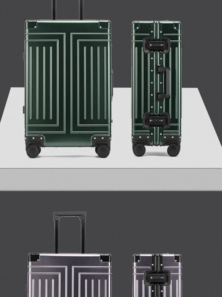 Maleta de viaje con ruedas de aleación de aluminio y magnesio 100 % de 20, 24 y 28 pulgadas, maleta de mano tipo carrito.