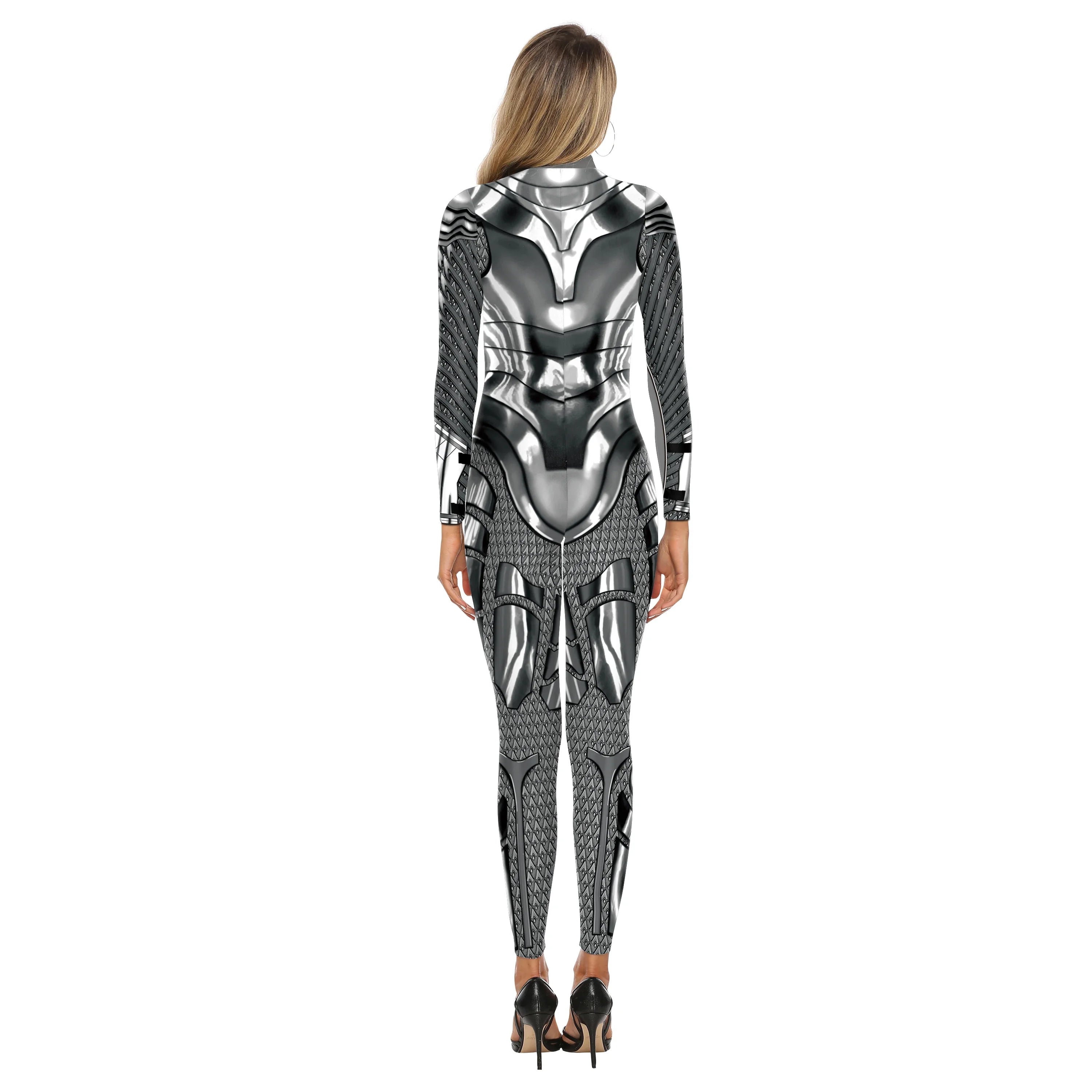 Women Superhero Cosplay Costume Printed Jumpsuit Outfit Fancy Dress Clothing Adult Bodysuit Zentai Muscle Suit Armor Combat Suit