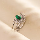 1pc Green Turquoise Ring Hippie Stainless Steel Silver Color Charm Opening Adjustable Ring Women Chunky Bohemian Party Jewelry