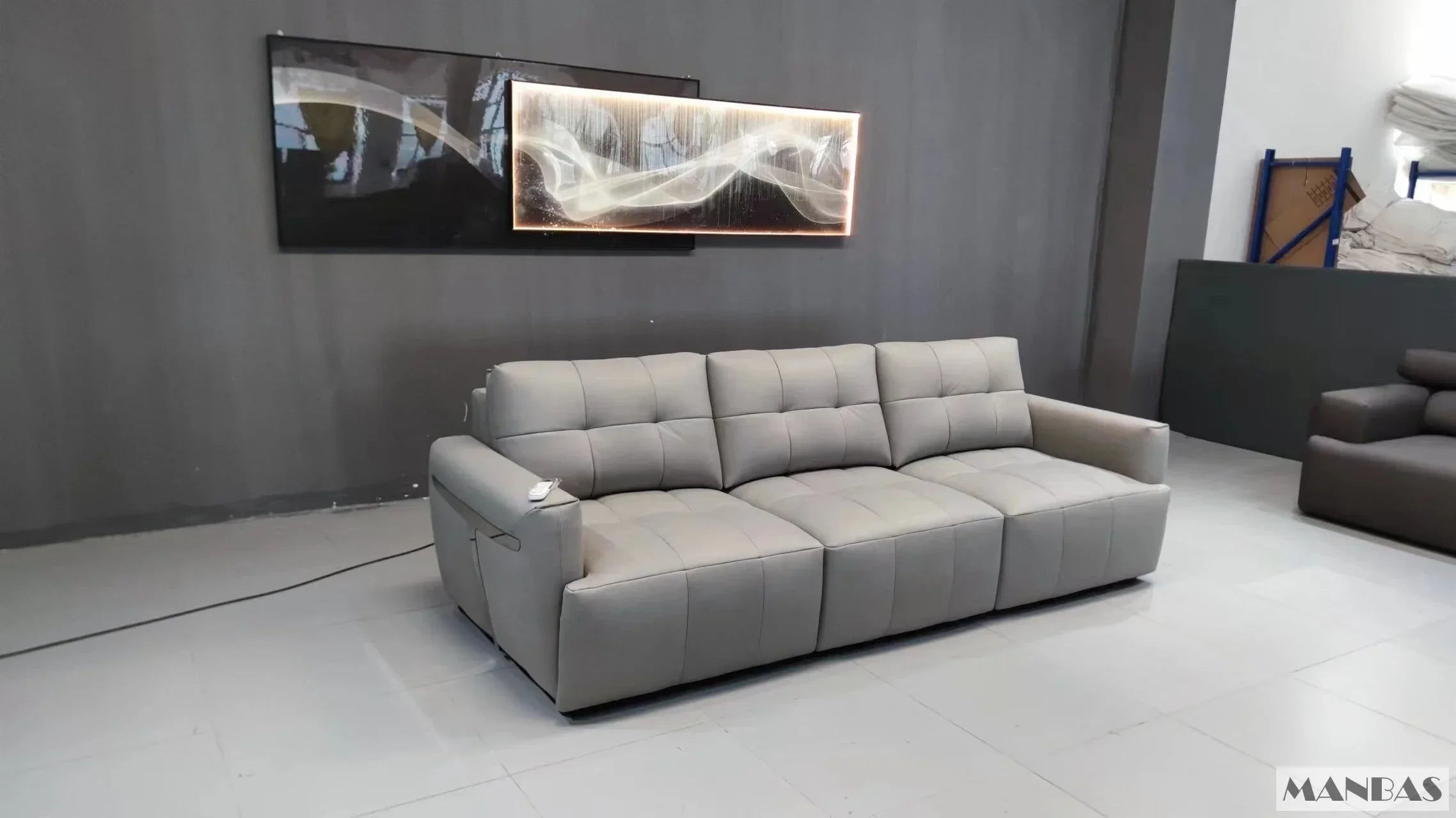 MINGDIBAO Electric Convertible Sofa Bed Italian Genuine Leather Sleeper Couch Multifunction Folding Sofas Beds for Cinema Room
