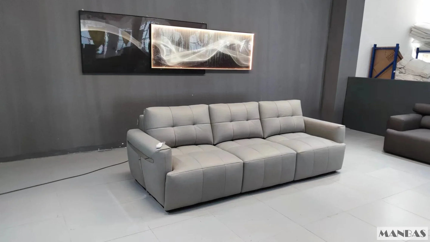 MINGDIBAO Electric Convertible Sofa Bed Italian Genuine Leather Sleeper Couch Multifunction Folding Sofas Beds for Cinema Room