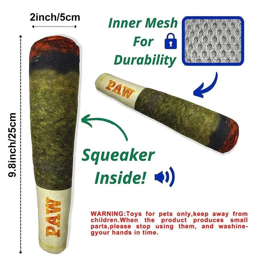 Juguete de peluche con sonido de cigarro para perros, juguete para cachorros con palo verde, juguete para morder con chirrido, relleno crudo, para articulaciones de perro.