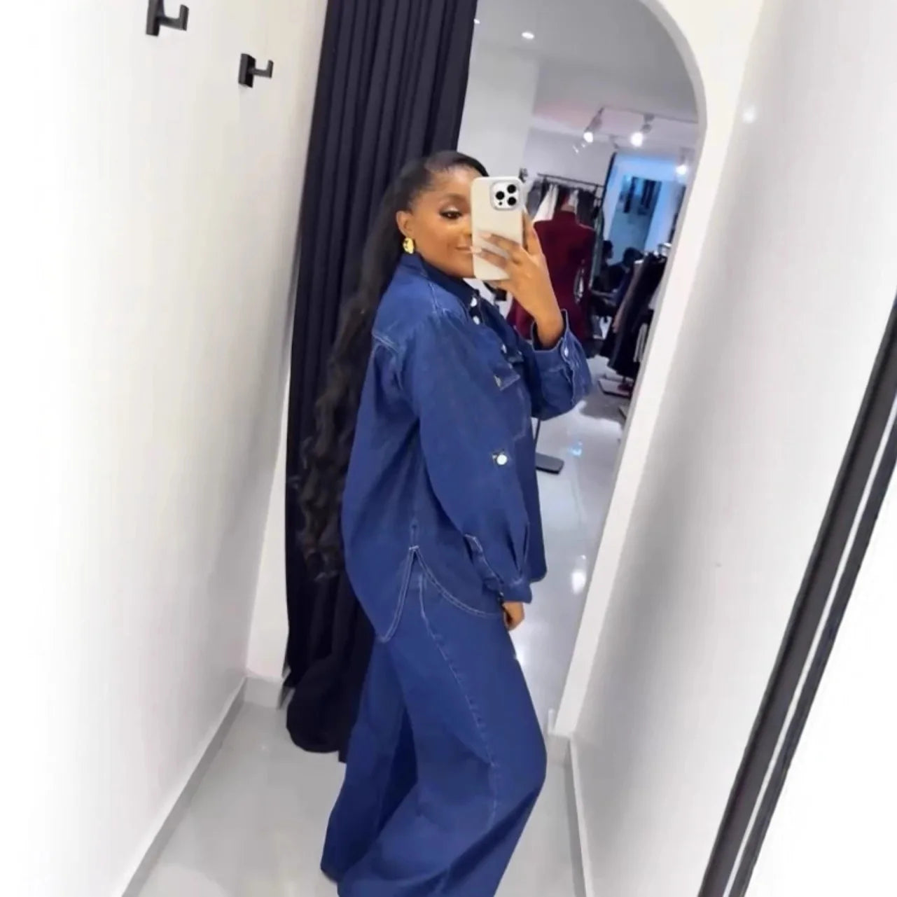 Jeans 2 Piece Sets Women Denim Shirt Coat Straight Pants Suit Streetwear Spring 2026 Washed Top Overshirt Trousers Outfits
