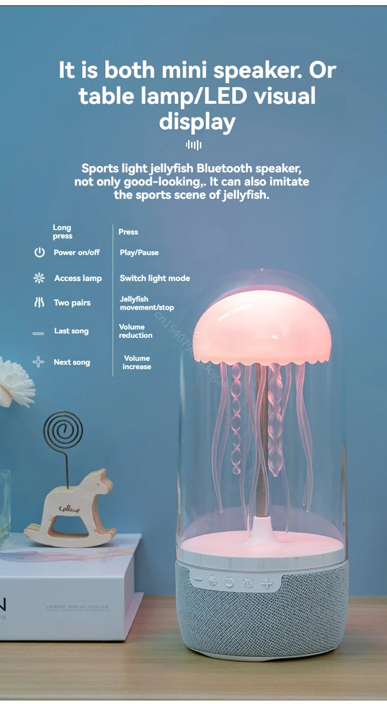 Creative Colorful Jellyfish Lamp Bluetooth Speaker HiFi Stereo 1800mAh Sports Jellyfish Speaker with Lights for Home Office