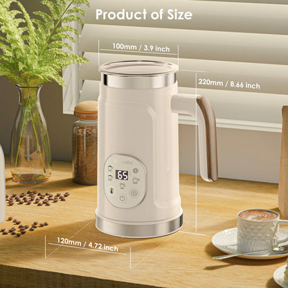 BioloMix Upgraded 5-in-1 LED Touch Screen Milk Frother for Lattes, Hot And Cold Foam Maker