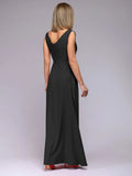 Women's 2025 Summer Solid Color Formal Dress - Sleeveless Evening Gown with Waist Accent, Elegant Floor Length Bridesmaid Dress