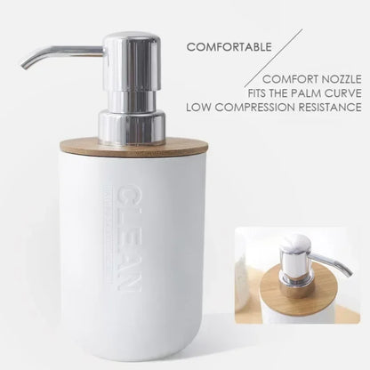 Juego de accesorios de baño, dispensador de loción y jabón de diseño, soporte para cepillo de dientes, jabonera, vaso o botella de madera, taza, negro, blanco y gris.