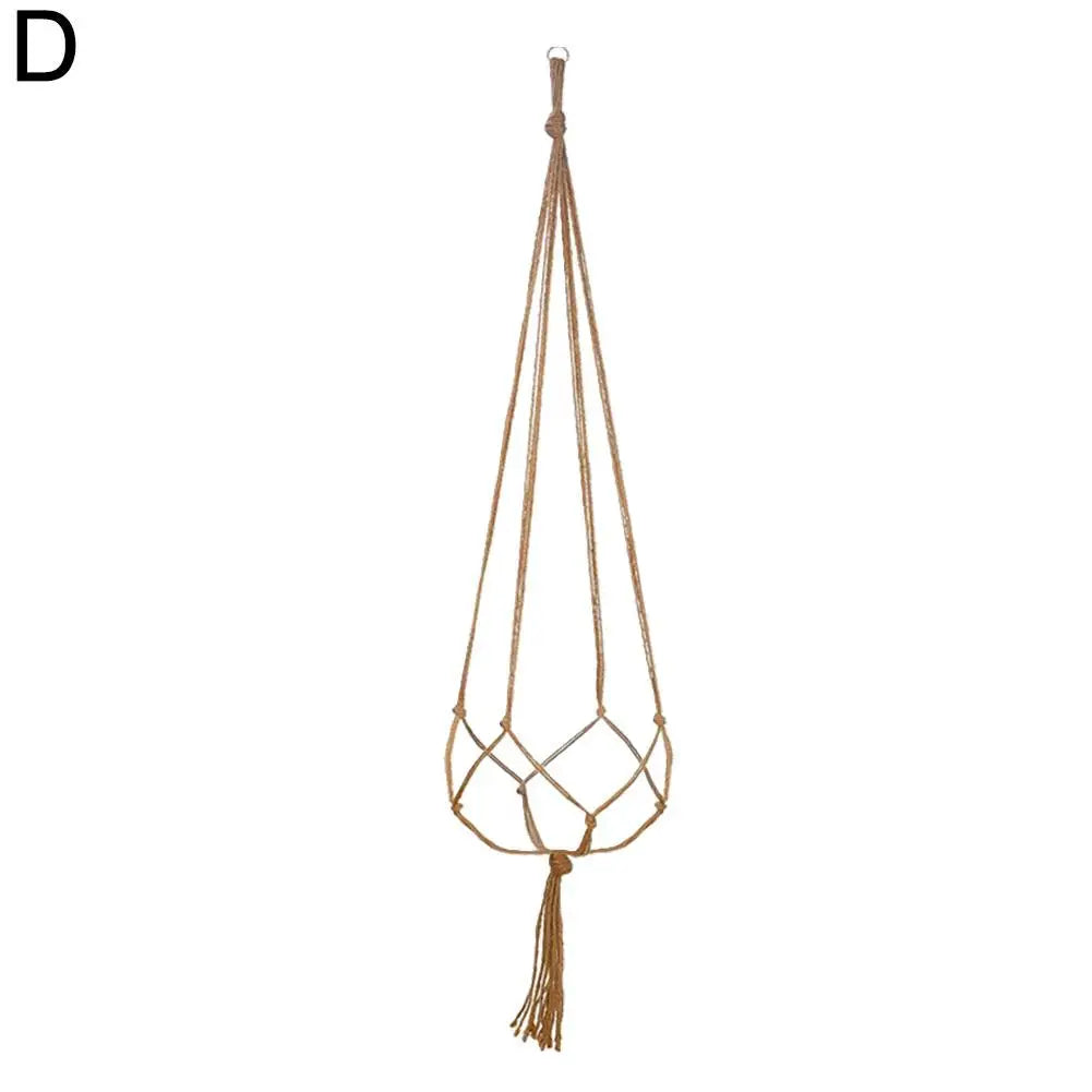1pcs Braided Rope Hanging Basket  Flower Pot Straw Macrame Net Hanger Garden Holder Craft Plant Balcony Decor Accessories