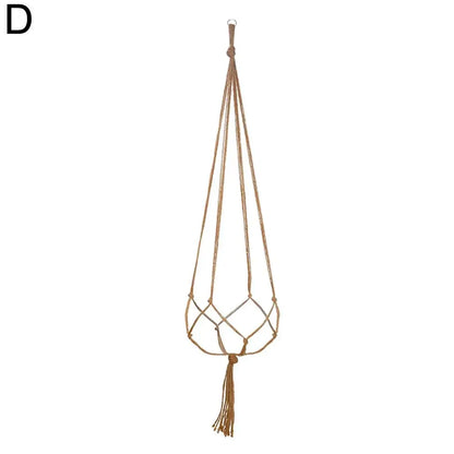1pcs Braided Rope Hanging Basket  Flower Pot Straw Macrame Net Hanger Garden Holder Craft Plant Balcony Decor Accessories