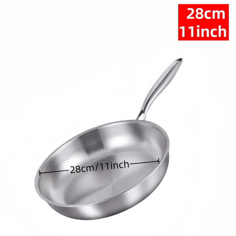 304 Stainless Steel Frying Pan NonStick Pan Fried Steak Pot Uncoated Kitchen Cookware For Gas Stove and Induction Cooker