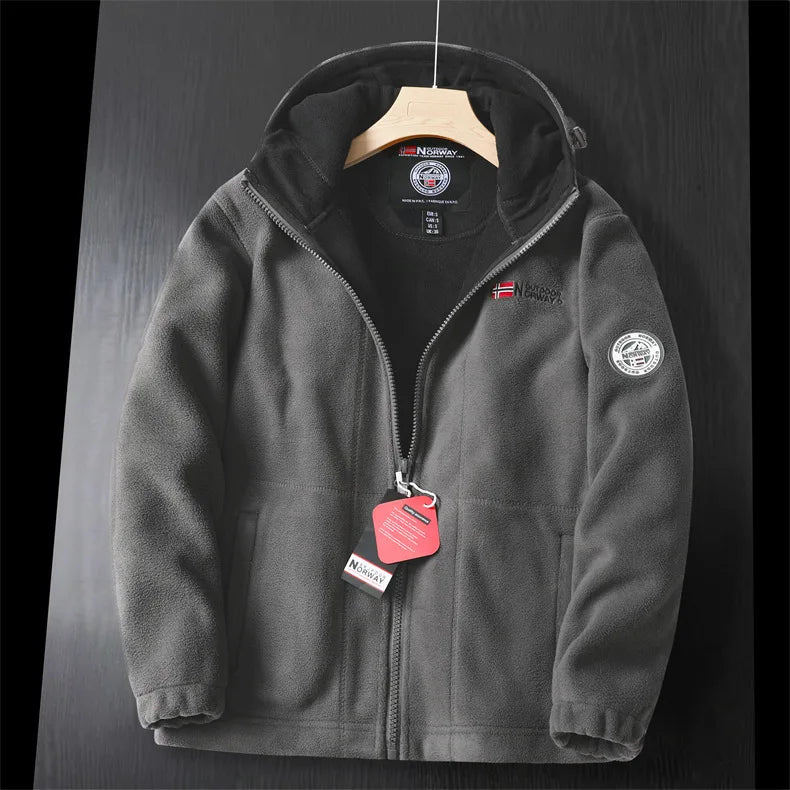 2024 Brand Winter Fleece Jacket Men's Casual Thickened Wool Jacket high quality Design Warm Fashion Hooded Coat Outdoor Ski Suit