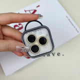 Protector de lente de cámara con brillo de diamante, minicubierta trasera, anillo de vidrio, Fil, iPhone 12, 13, 14, 15 Pro Max, 14, 15 Plus 