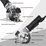 Geevorks Mini Circular Saw 4.8 Amp 4-1/2 Inch Compact Circular Saw 3700RPM Electric Circular Saws with Laser Cutting Guide
