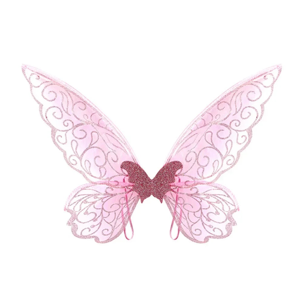 Fantasy Colorful Butterfly Fairy Wings Organza Sparkle Cosplay Wings Handmade Elf Wings Costume for Adult Kid