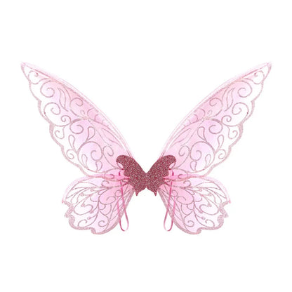 Fantasy Colorful Butterfly Fairy Wings Organza Sparkle Cosplay Wings Handmade Elf Wings Costume for Adult Kid