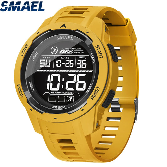 Reloj SMAEL 8105 para hombre, relojes digitales deportivos, relojes de pulsera LED para hombre, reloj digital resistente al agua hasta 50 m, cronómetro con luz.