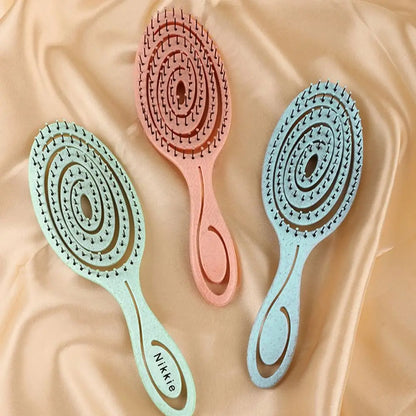 Peine de masaje elástico, peine para cabello enredado, cepillo desenredante, cepillos para cabello rizado húmedo, peine de barbero, herramientas de peluquería