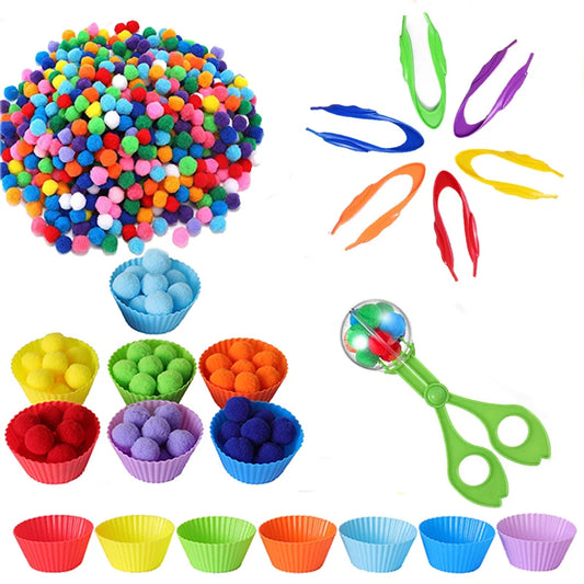 68/109 of Children's Fine Motor Skills Learning Counting Toys Colorful Plush Ball Sorting Games Montessori Early Education Toy