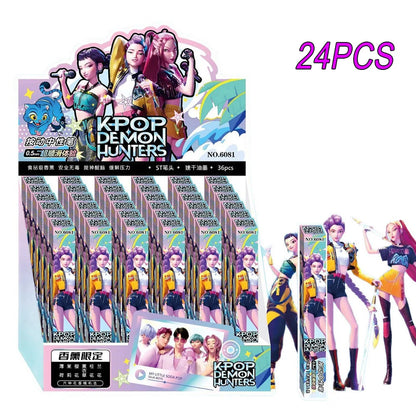 1/3/6/12Pcs KPop Demon Hunters Black Gel Pen Blind Box Student Writinng Pen Anime Figure Stationery Study Supplies Gift 0.5mm