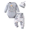 Newborn Baby Boy Baby Elephant Clothes Set Long Sleeve Romper Bodysuit Top and Pants with Hat Spring Autumn Cute Outfit for Boys