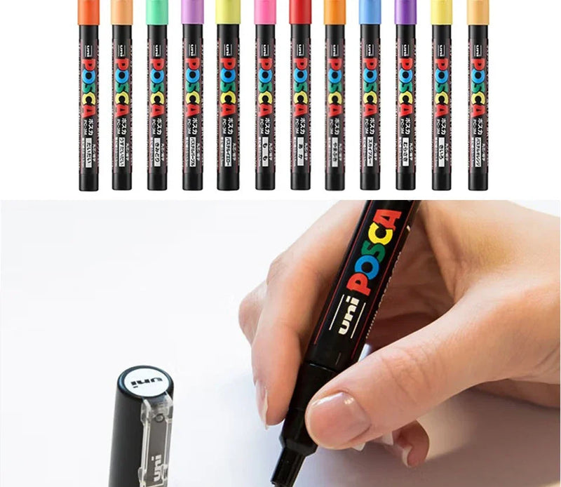 16pcs Japan UNI POSCA Markers Set Acrylic Graffiti Drawing Permanent Waterproof Children's Drawing PC-3M/1M/5M Art Supplies