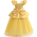 Girls Sequin Princess Dresses Children Disguise Cosplay Belle Costume Beauty and The Beast for Carnival Halloween Birthday Party