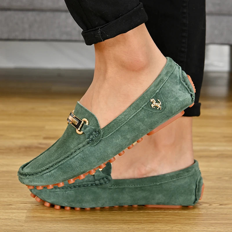 YRZL Men's Loafers Big Size 48 Soft Driving Moccasins High Quality Flats Genuine Leather Slip-on Suede Loafers for Men