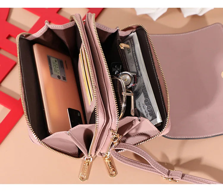 Nuevos bolsos de piel sintética para mujer, multifuncionales, de gran capacidad, tipo bandolera, a la moda, para teléfono