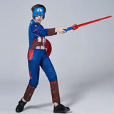 Superhero Captain America Muscle Costume Captain America Muscle Cosplay Jumpsuit Shield Christmas Carnival Party Costume for Kid