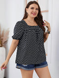 Fairyshely 2025 Summer Casual Print Plus Size Top Women Square Collar Loose Large T-shirt Lady Short Sleeve Elegant Curvy Tops