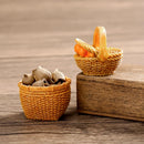 1pc Mini Simulated Rattan Basket Model DIY Creative Dollhouse Dessert Shop Food Vegetable Ornaments Craft Kitchen Decoration
