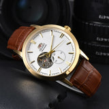 Orient Double Lion Watch Japanese Fully Automatic Mechanical Watch Hollowed Out Business Men's Watch Leather Strap