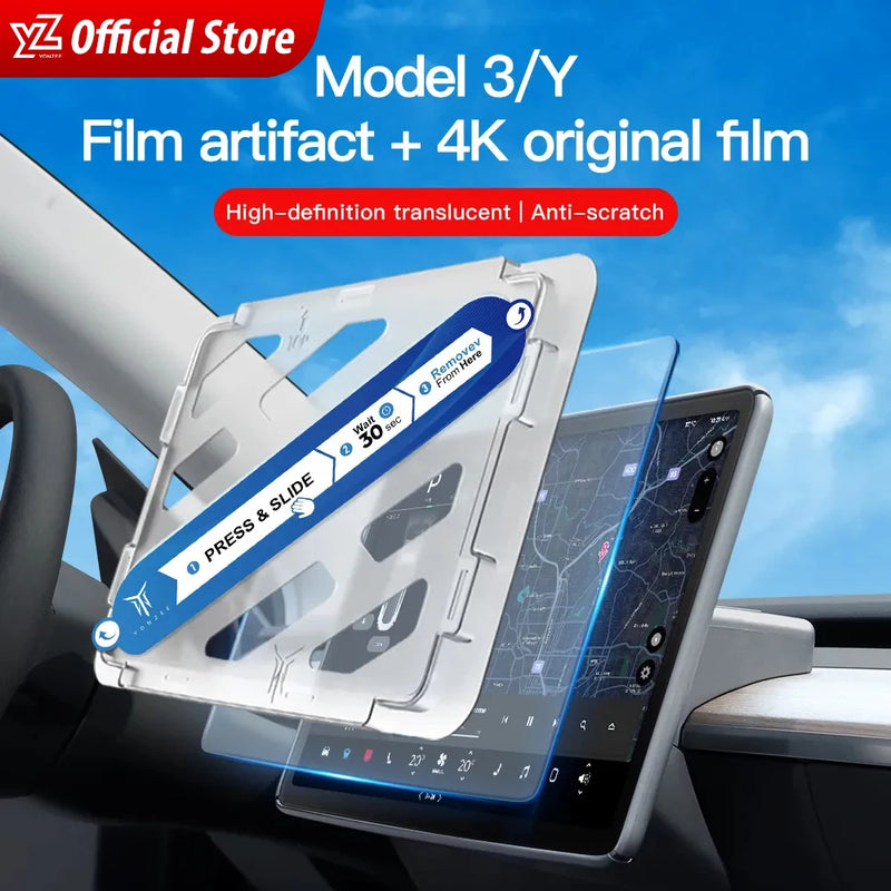 Protector de pantalla de vidrio templado YZ para consola central Tesla Model 3 Y, película HD antirreflejo, accesorios de protección de pantalla