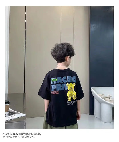 Boys' Summer Short Sleeve T-shirt New Small And Medium Children's Round Neck Top Children's Casual Versatile Half Sleeve Fashion