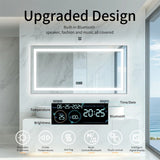 LUVODI Large Illuminated Bluetooth Bathroom Mirror Rectangle Anti-fog LED Bathroom Vanity Mirror with Bluetooth Speaker 3 Color