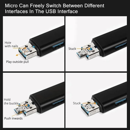 5 In 1 Multifunction USB 2.0 Type C/Usb/Micro Usb /TF/SD Memory Card Reader OTG USB Reader Card Adapter Mobile Phone Accessories