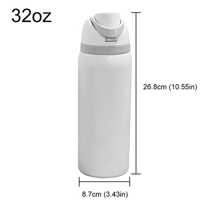Copo de água portátil com palha e alça, garrafa esportiva, aço inoxidável 304, garrafa de vácuo de viagem, copo térmico, 32 oz, 24 oz, 19oz
