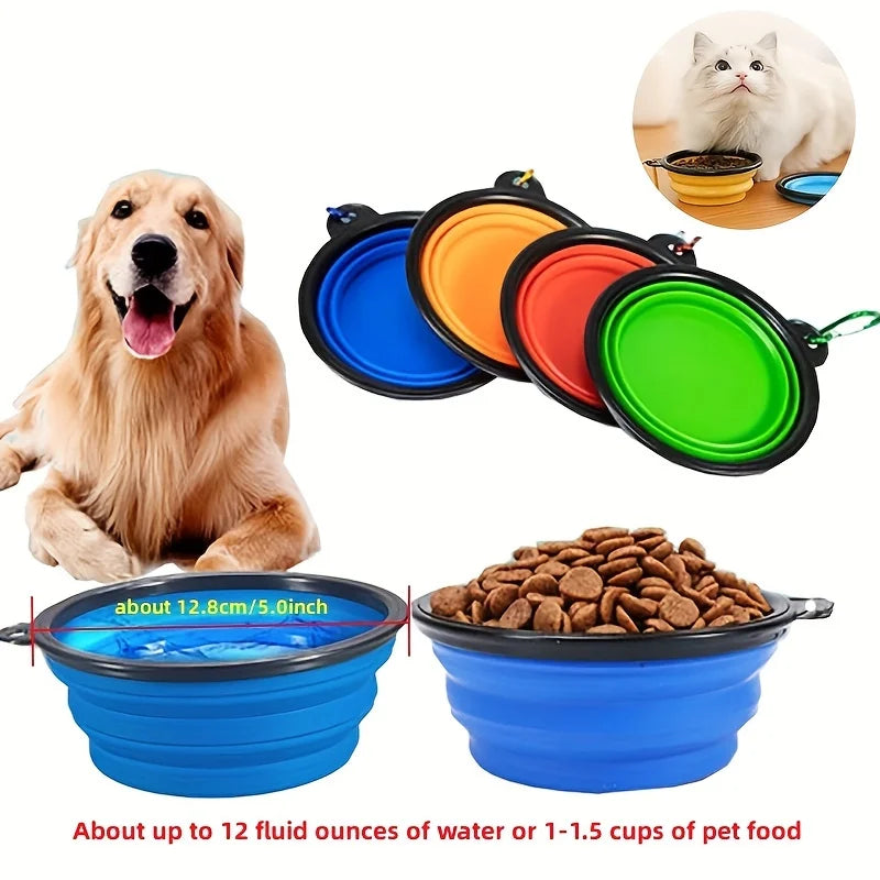 Comedero portátil para mascotas, de TPR duradero, plegable, de silicona, para gatos y perros, para viajes al aire libre, para agua y comida.