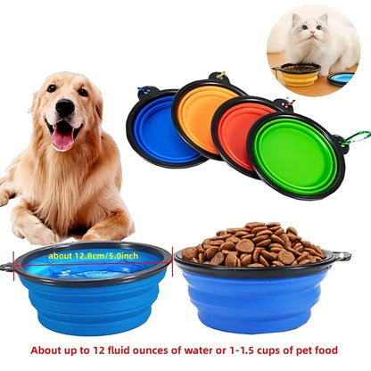Comedero portátil para mascotas, de TPR duradero, plegable, de silicona, para gatos y perros, para viajes al aire libre, para agua y comida.