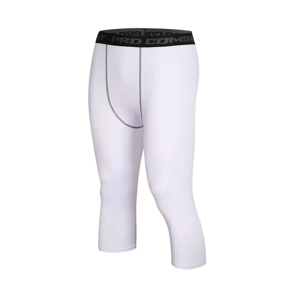 Basketball 7-point Tights Men's Sports Fitness Five-point White Training Pants Compressed High Elastic Quick-drying Leggings