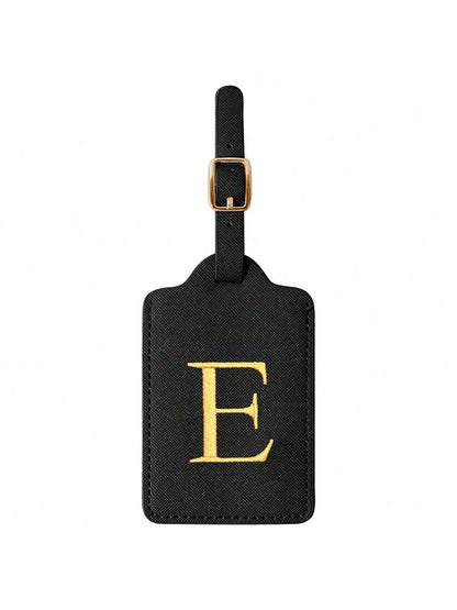 PU Leather Luggage Tag for Travel - Durable Suitcase ID Tag with Privacy Cover & Name Card Slot (A-Z) liu