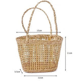 High Quality Handmade Straw Woven Basket with Handle Picnic Props Storage Basket Ornaments Tea Cup Cover