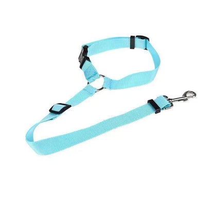 Cinturón de seguridad para mascotas dos en uno de color sólido, correa de nailon para el asiento trasero, arnés ajustable para perros, collar, accesorios para mascotas