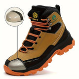 Rotary Buckle Men's Work Boots Safety Steel Toe Indestructible Shoes Anti-smash Puncture-Proof Work Shoes 38-47